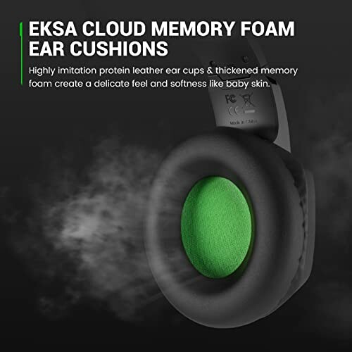 EKSA cloud memory foam ear cushions with green interior.